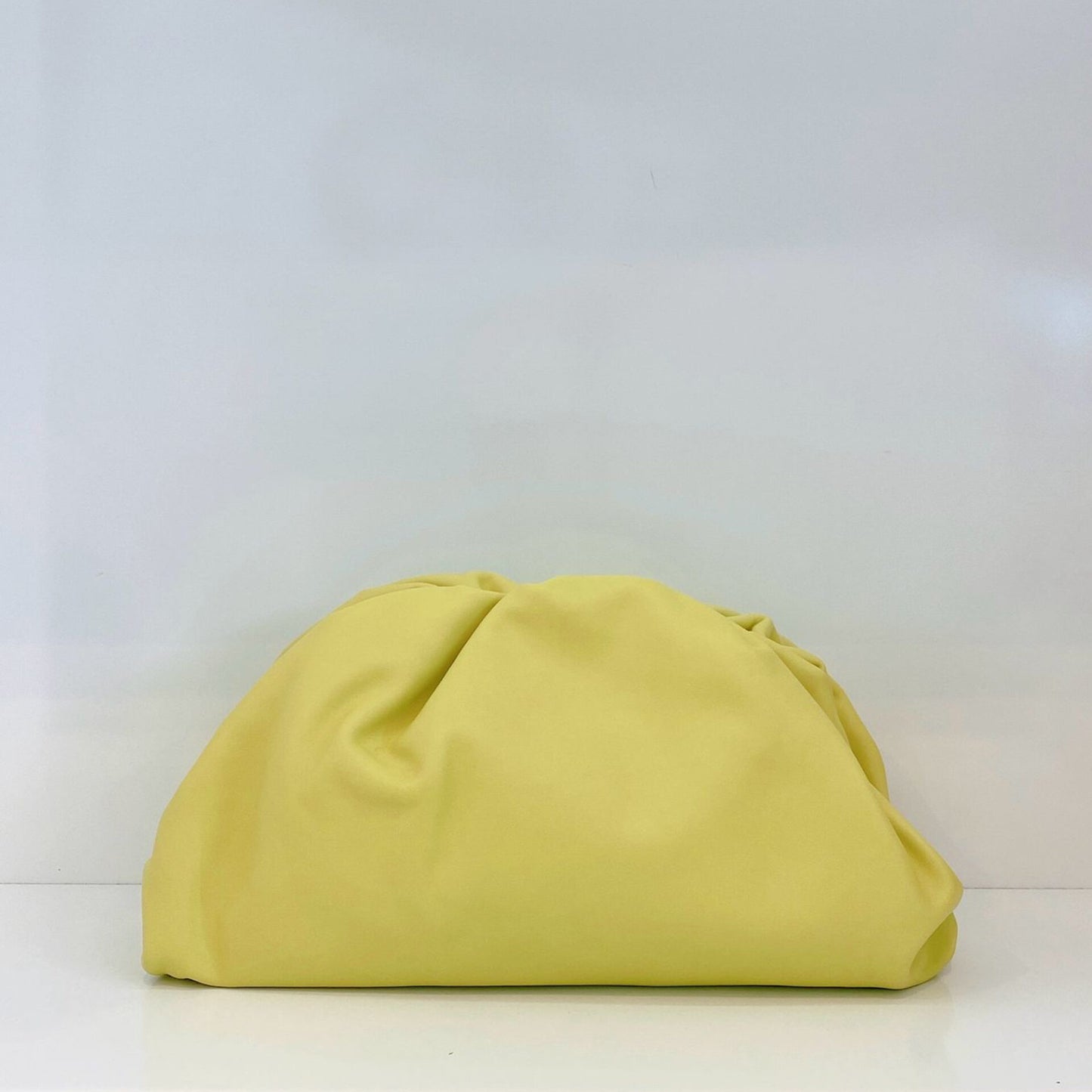 LIME GREEN THE POUCH CALFSKIN LEATHER CLUCTH