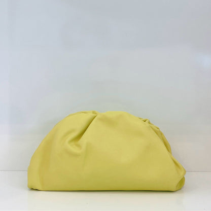 LIME GREEN THE POUCH CALFSKIN LEATHER CLUCTH