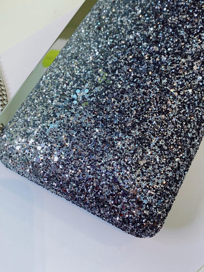 COARSE GLITTER ELLIPSE CHAIN CLUTCH