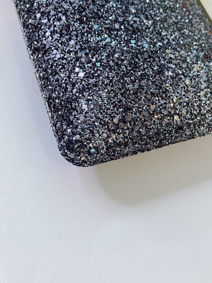 COARSE GLITTER ELLIPSE CHAIN CLUTCH
