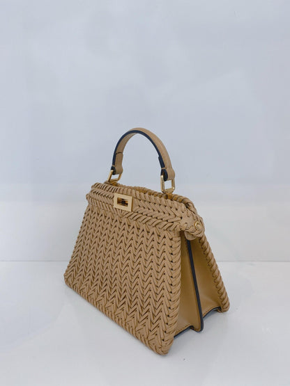BEIGE NAPPA INTRECCIATO LEATHER PETITE ISEEU PEEKABOO