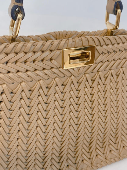 BEIGE NAPPA INTRECCIATO LEATHER PETITE ISEEU PEEKABOO