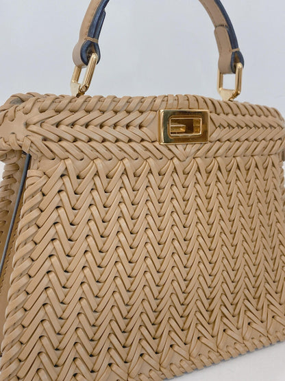 BEIGE NAPPA INTRECCIATO LEATHER PETITE ISEEU PEEKABOO
