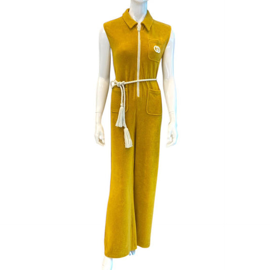 DARK VINTAGE YELLOW SOFT COTTON JERSEY JUMPSUITE