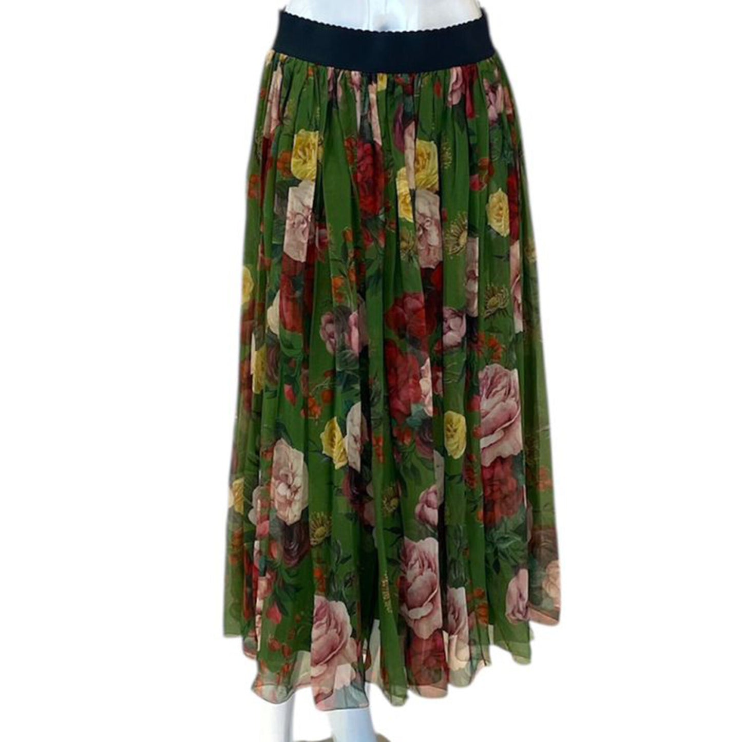GREEN FLORAL PRINT CHIFFON SKIRT 42