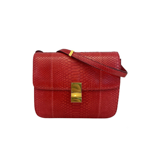 RED PYTHON LARGE CLASSIC BOX SHOULDER BAG