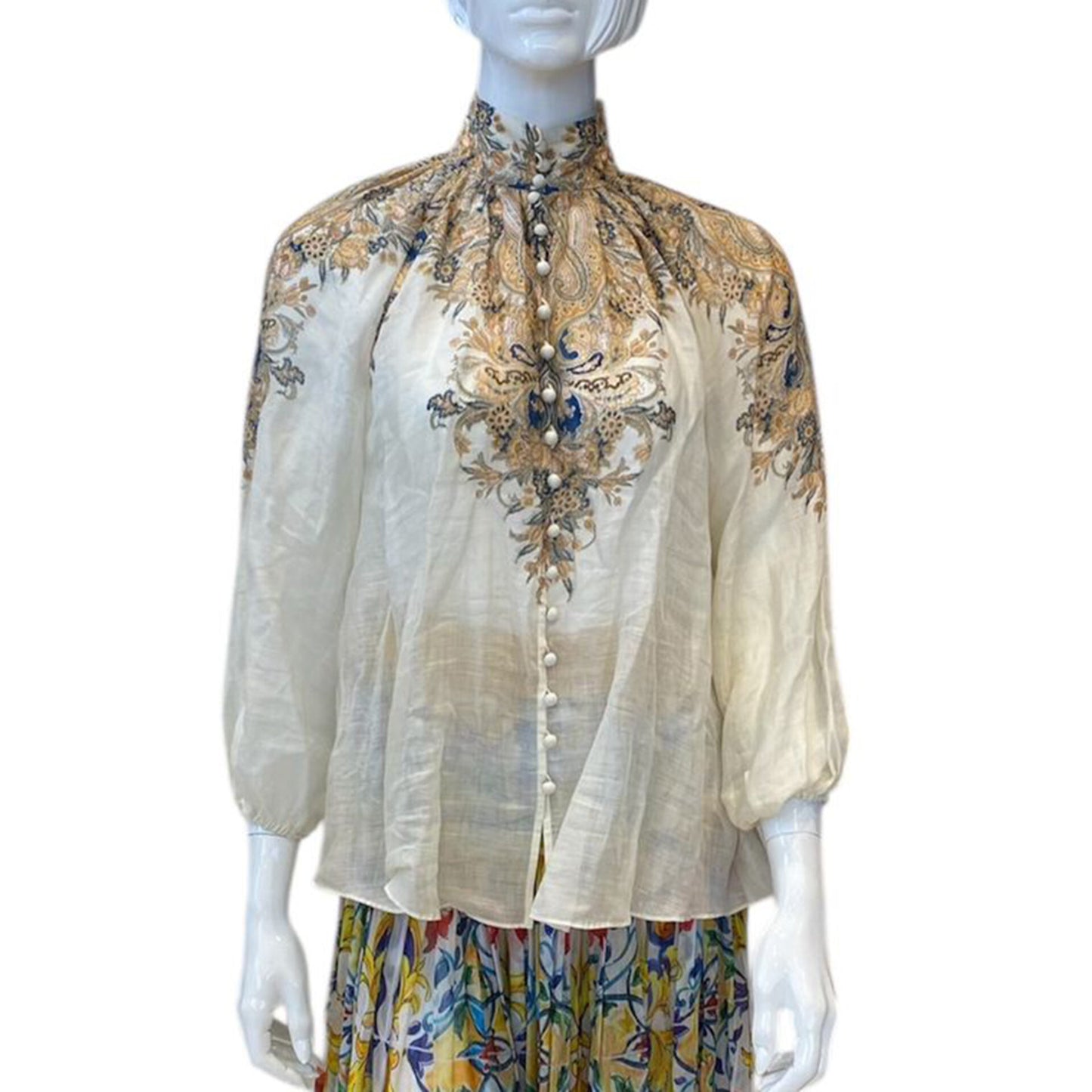 FREJA PAISLEY PRINTED BLOUSE IN NEUTRALS S