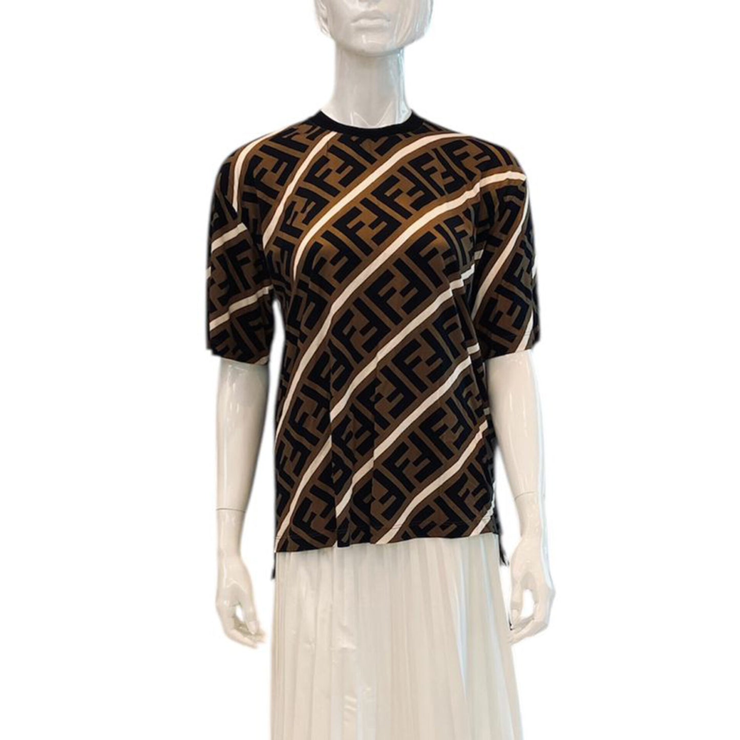 BROWN DIAGONAL FF MOTIF T-SHIRT M