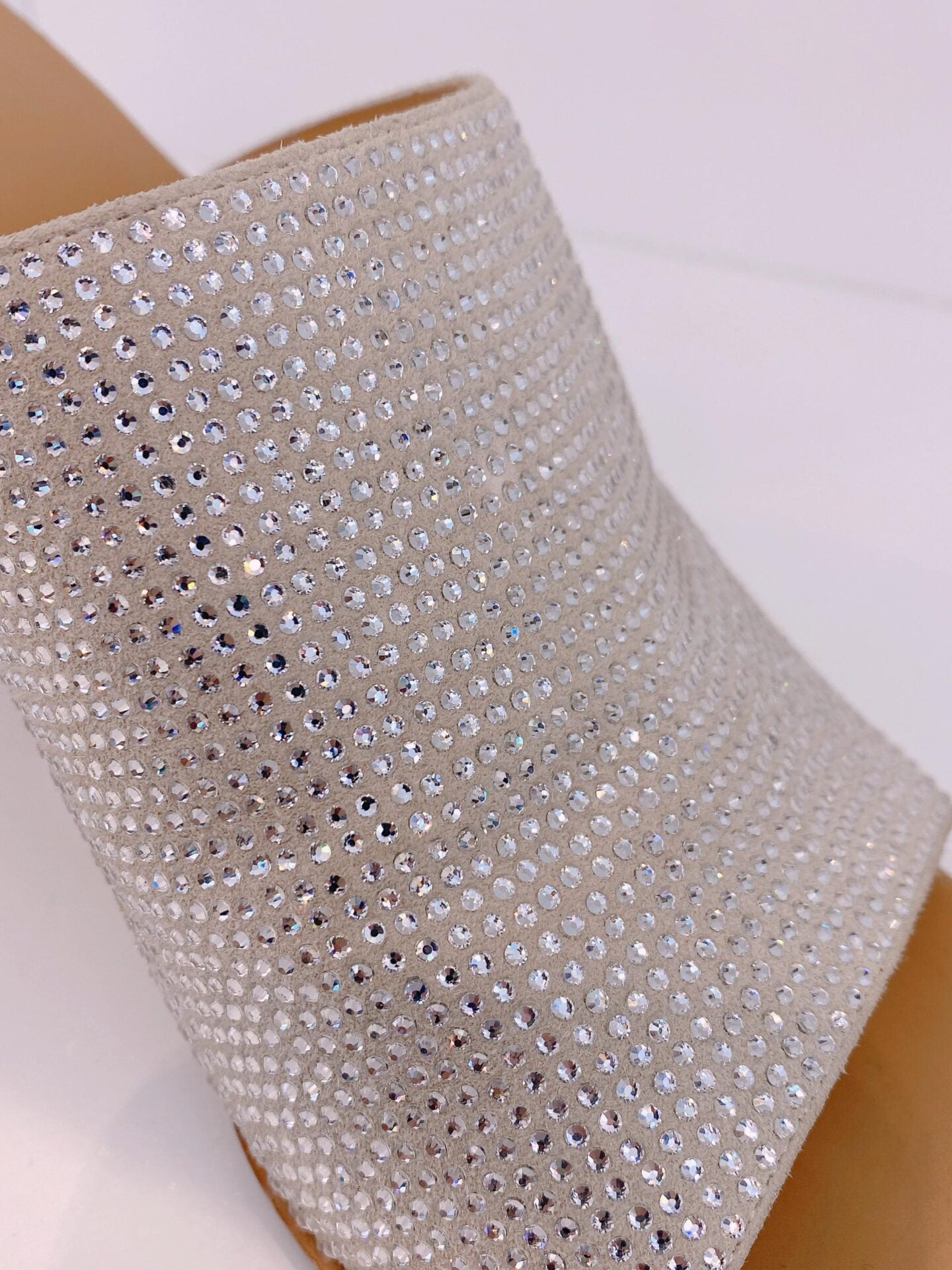 SILVER CRYSTAL EMBELLISHED CLOG SANDALS 41