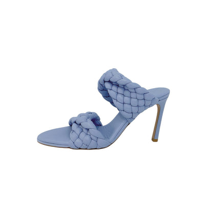 LIGHT BLUE LEATHER BV CURVE MULES  39