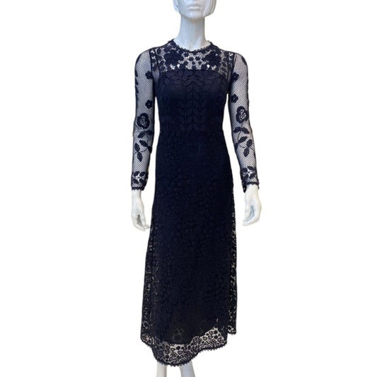 BLACK LACE LONG SLEEVES MIDI DRESS 40