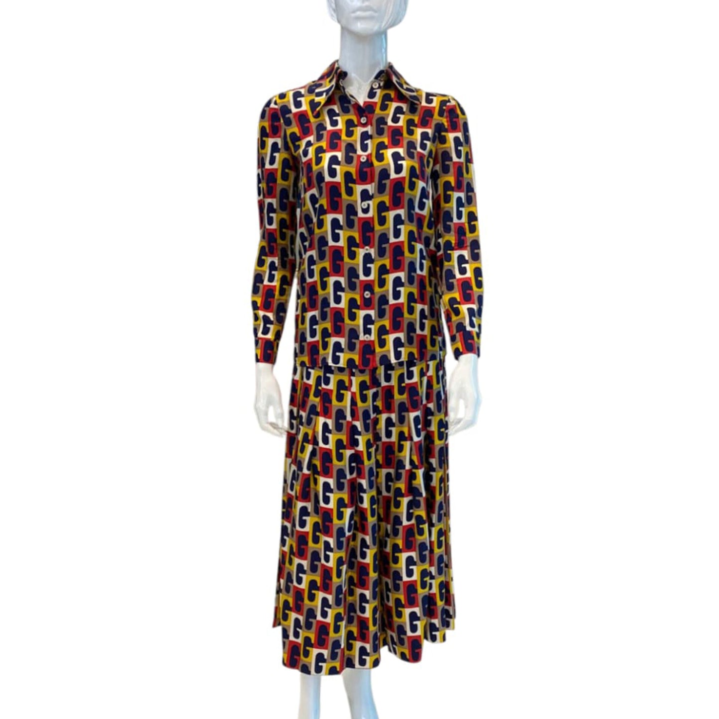 MULTICOLOR PRINT GSEQUENCE PRINT SILK TOP AND SKIRT 46