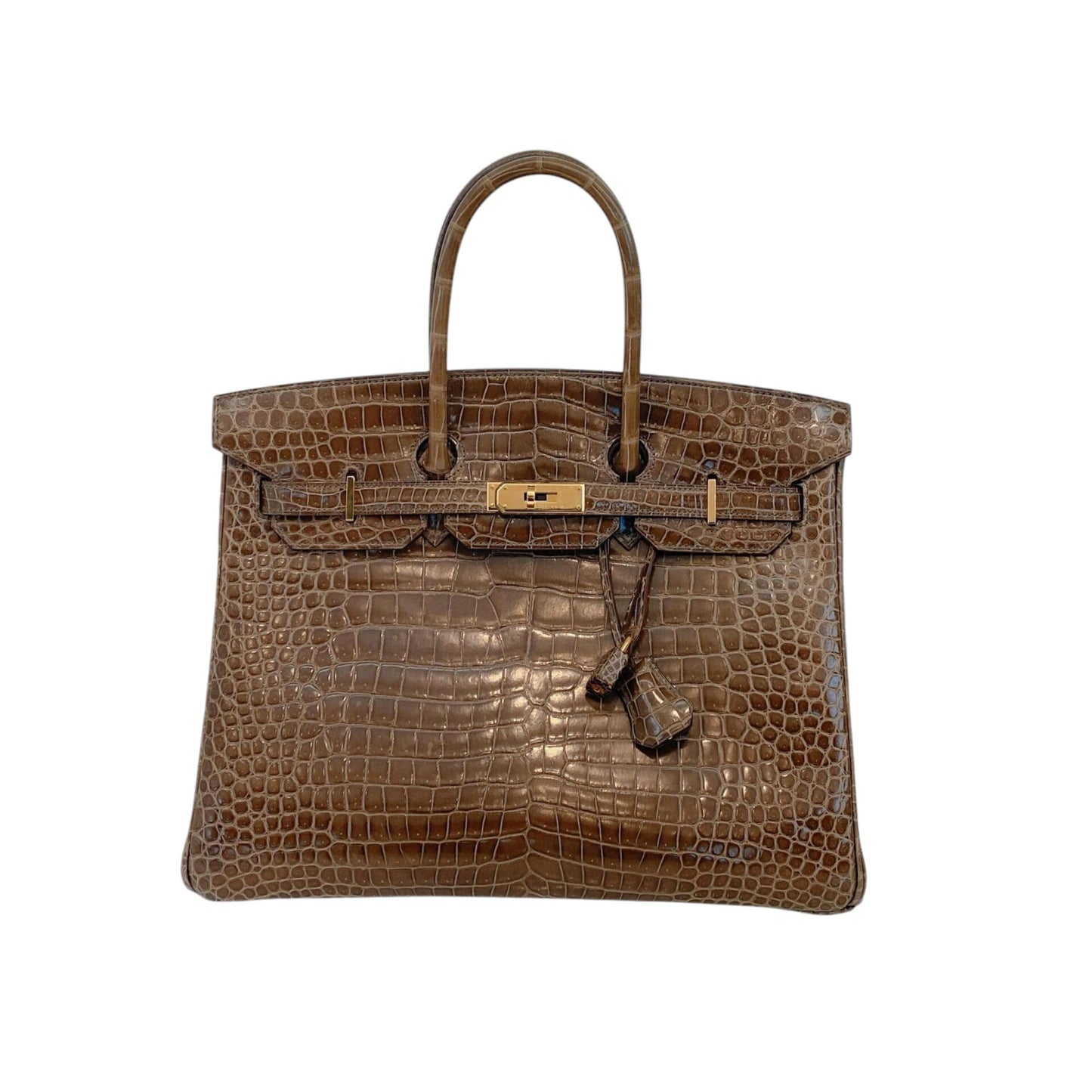 GRIS ELEPHANT SHINY POROSUS CROCODILE BIRKIN 35 GOLD HARDWARE