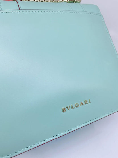 AQUAMARINE CALFSKIN LEATHER MINI SERPENTI FOREVER TOP HANDLE BAG