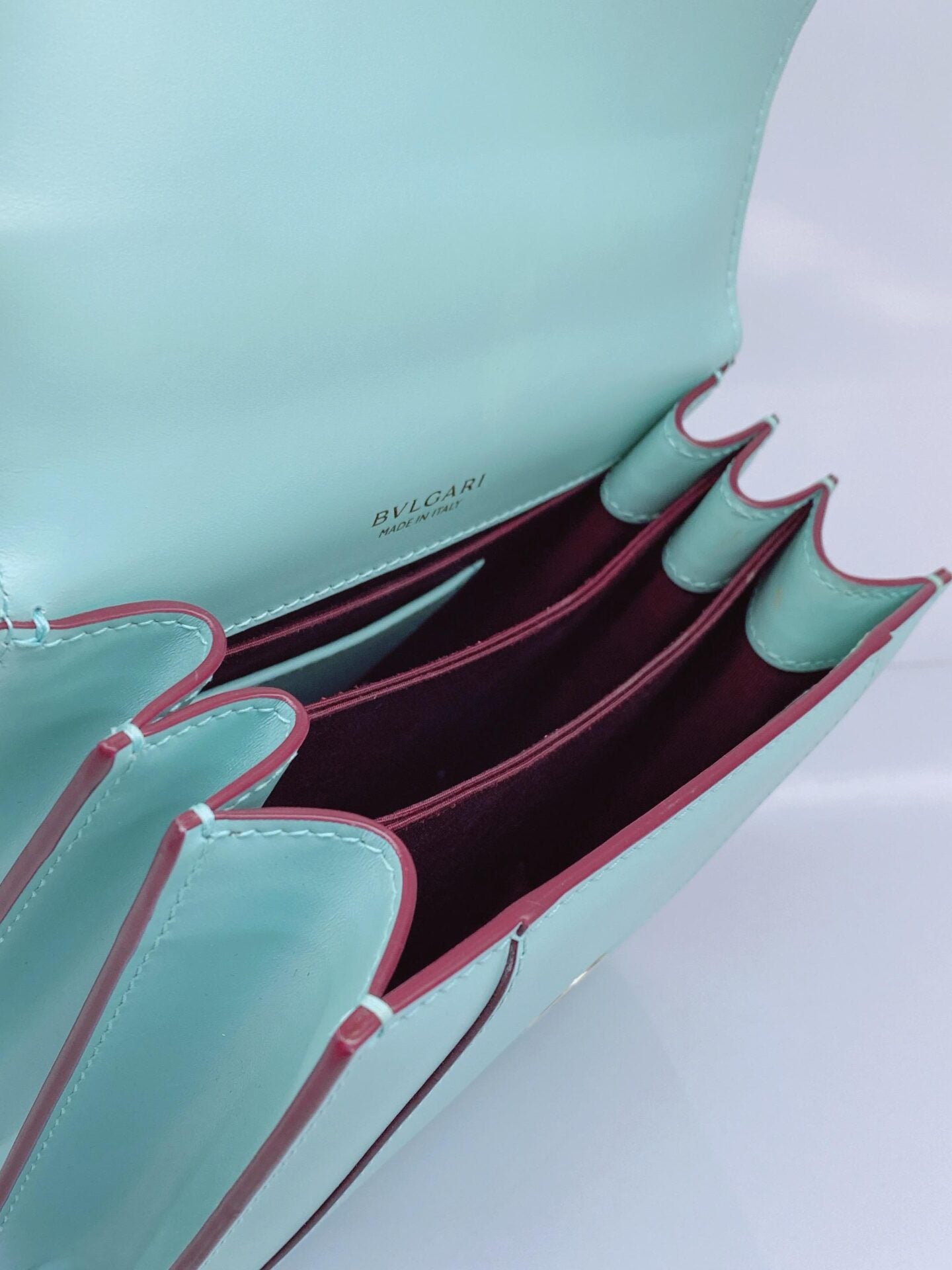 AQUAMARINE CALFSKIN LEATHER MINI SERPENTI FOREVER TOP HANDLE BAG