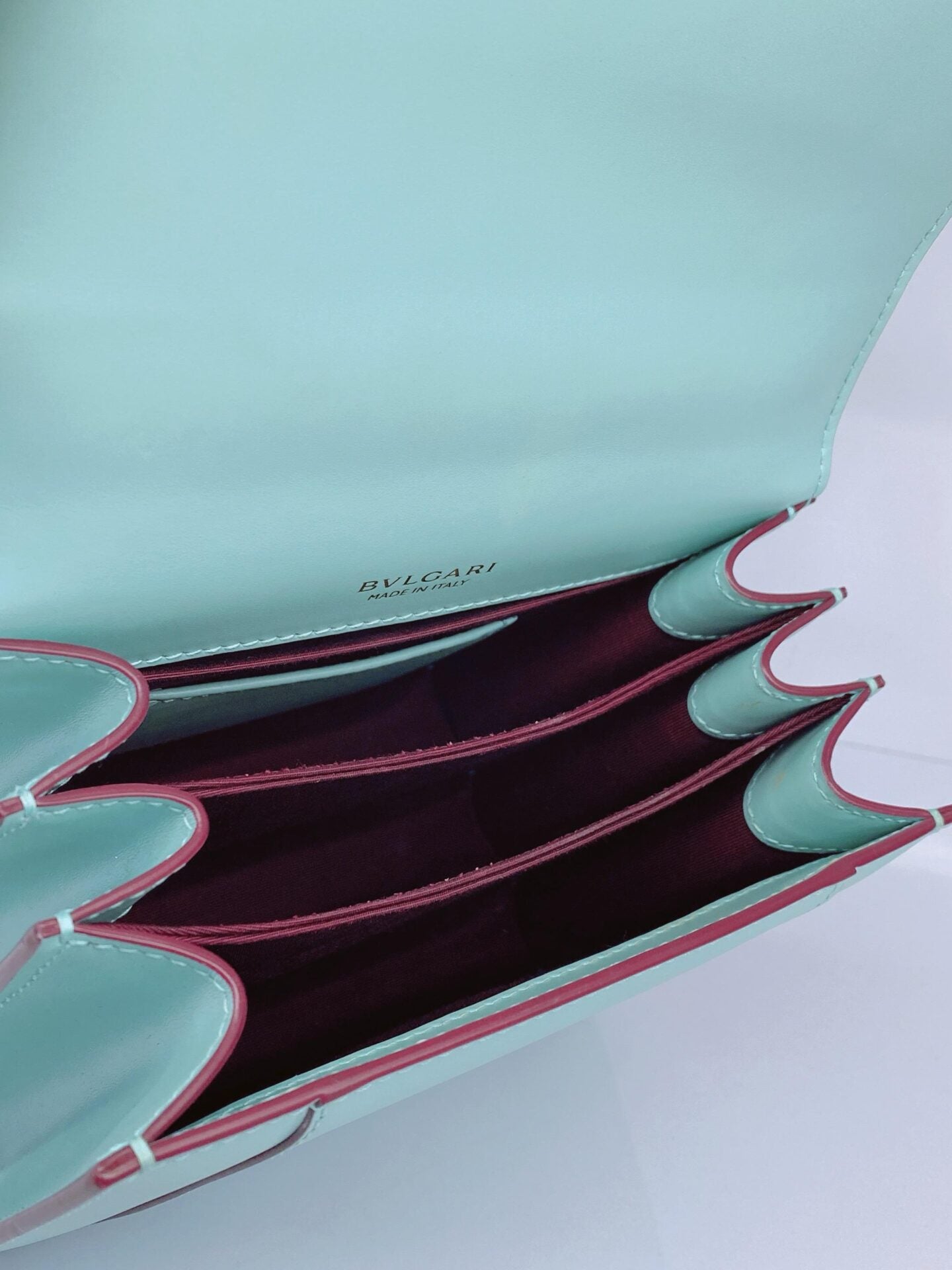 AQUAMARINE CALFSKIN LEATHER MINI SERPENTI FOREVER TOP HANDLE BAG