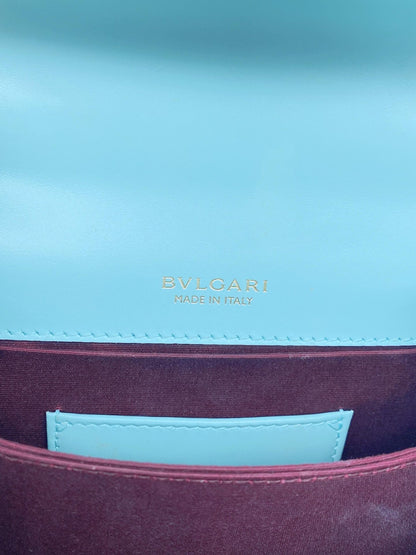 AQUAMARINE CALFSKIN LEATHER MINI SERPENTI FOREVER TOP HANDLE BAG