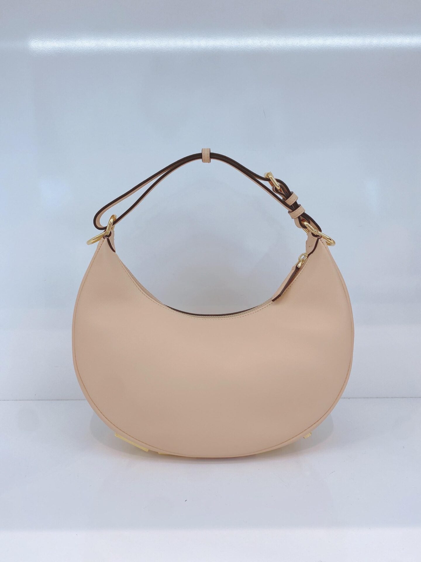 PEACH LEATHER SMALL FENDIGRAPHY HOBO BAG