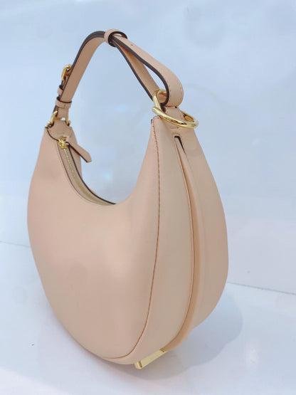PEACH LEATHER SMALL FENDIGRAPHY HOBO BAG