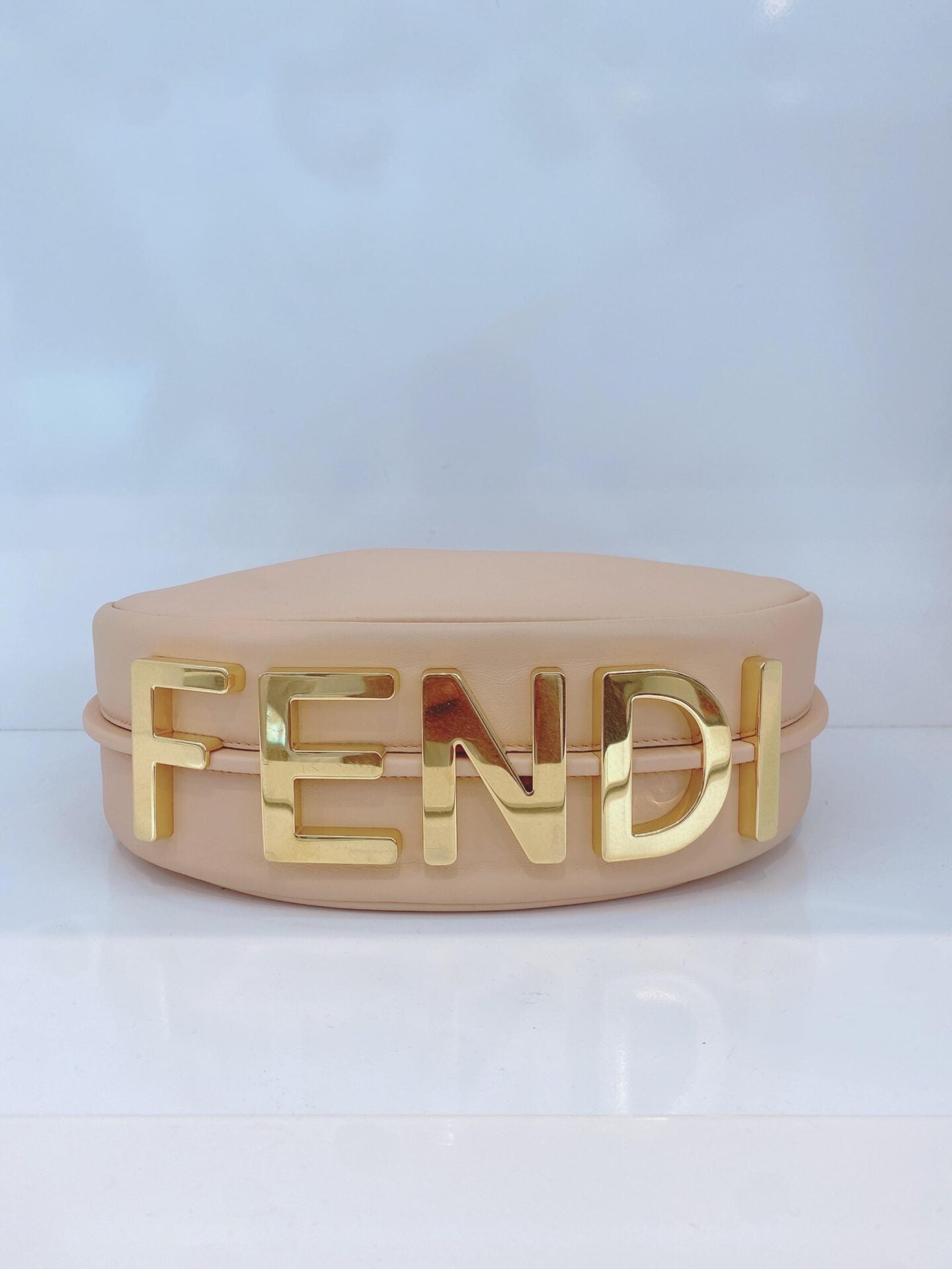 PEACH LEATHER SMALL FENDIGRAPHY HOBO BAG