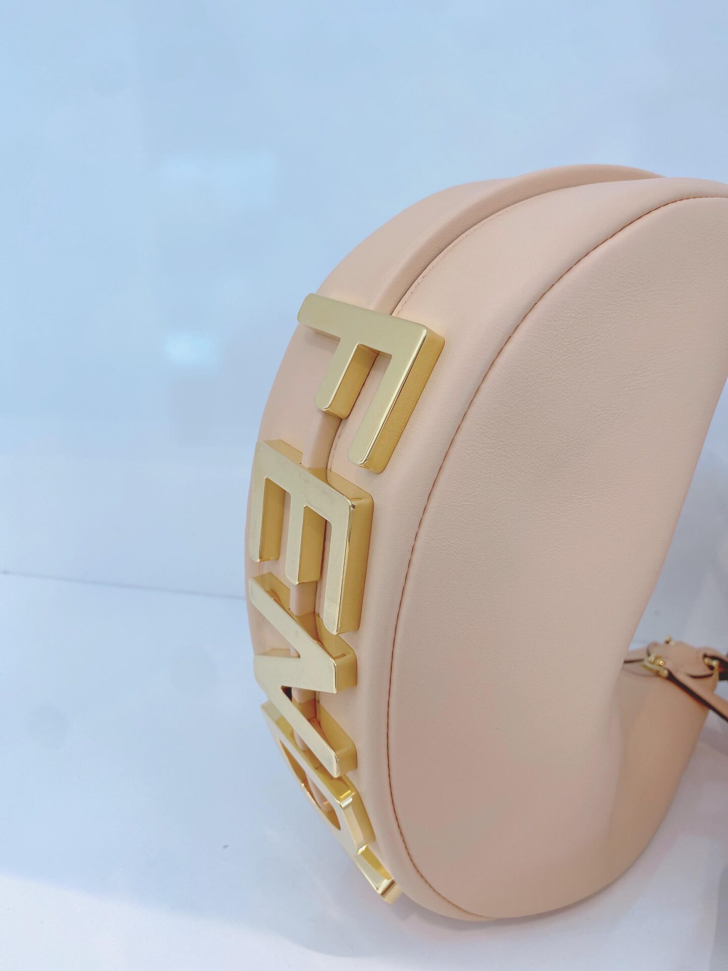 PEACH LEATHER SMALL FENDIGRAPHY HOBO BAG