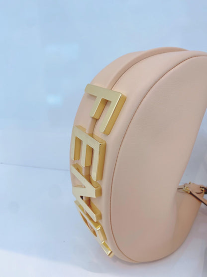 PEACH LEATHER SMALL FENDIGRAPHY HOBO BAG