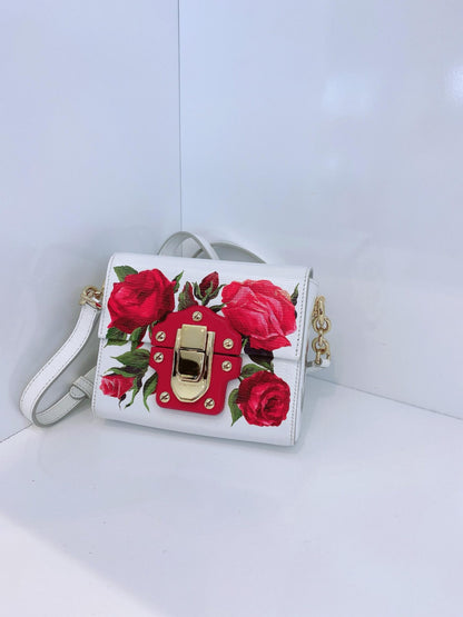 WHITE FLORAL PRINT LUCIA MINI BOX BAG