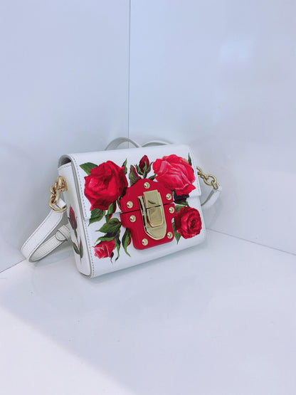 WHITE FLORAL PRINT LUCIA MINI BOX BAG