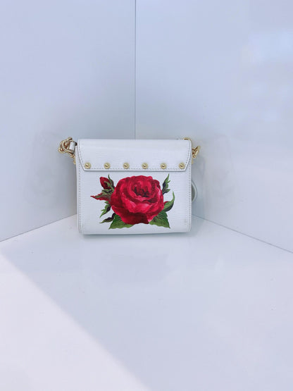 WHITE FLORAL PRINT LUCIA MINI BOX BAG