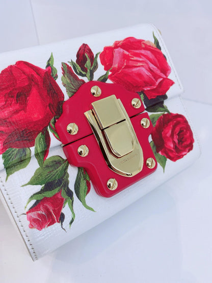 WHITE FLORAL PRINT LUCIA MINI BOX BAG