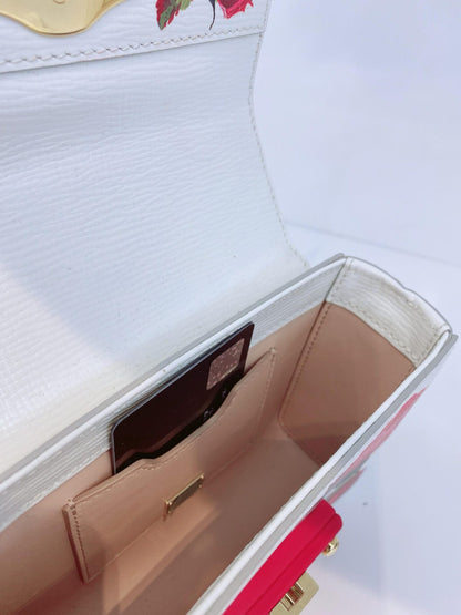 WHITE FLORAL PRINT LUCIA MINI BOX BAG