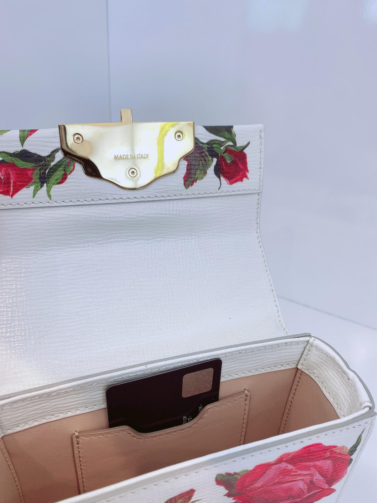 WHITE FLORAL PRINT LUCIA MINI BOX BAG