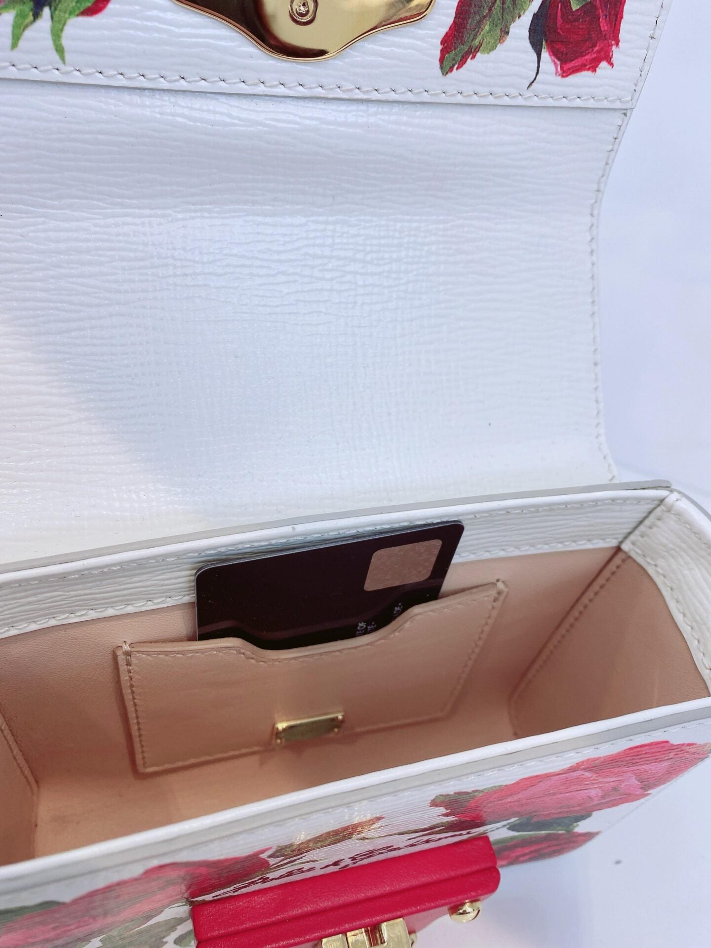 WHITE FLORAL PRINT LUCIA MINI BOX BAG