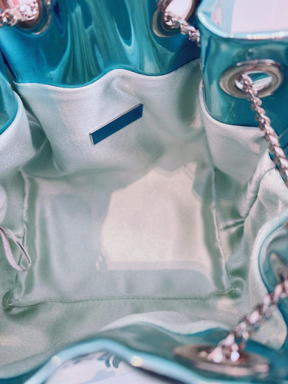 BLUE BON BON BAG IN MIRROR FABRIC