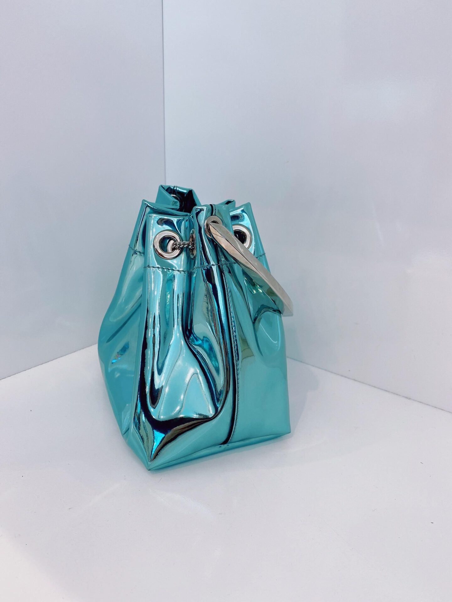 BLUE BON BON BAG IN MIRROR FABRIC