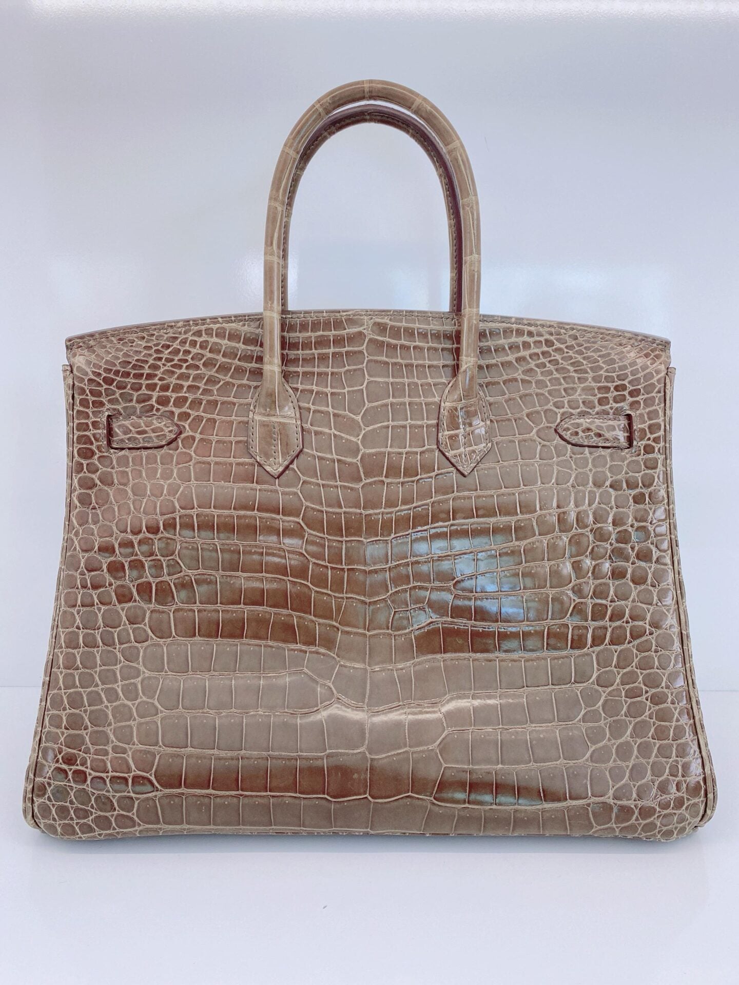 GRIS ELEPHANT SHINY POROSUS CROCODILE BIRKIN 35 GOLD HARDWARE