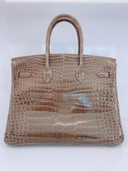 GRIS ELEPHANT SHINY POROSUS CROCODILE BIRKIN 35 GOLD HARDWARE