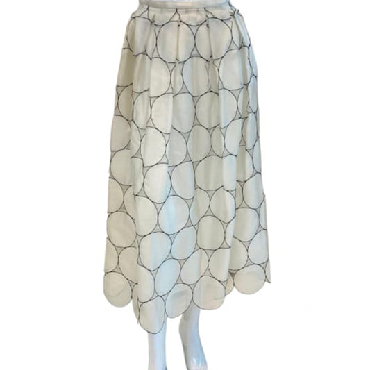 WHITE PLEATED SILK MIDI SKIRT 38