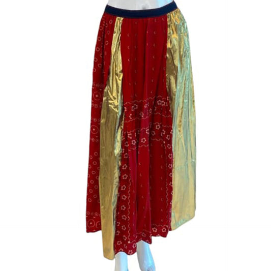 RED GOLD BANDANA PRINT PANELED SKIRT 1