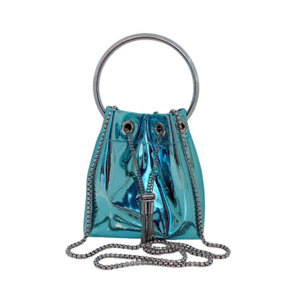 BLUE BON BON BAG IN MIRROR FABRIC