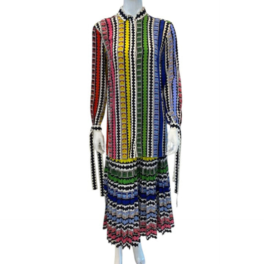 RAINBOW STAMP GOYA BLOUSE AND PLEATED SKIRT SET 40/42