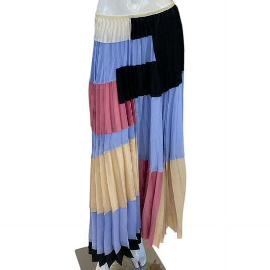 MULTICOLOR BLOCK PLEATED SKIRT 42