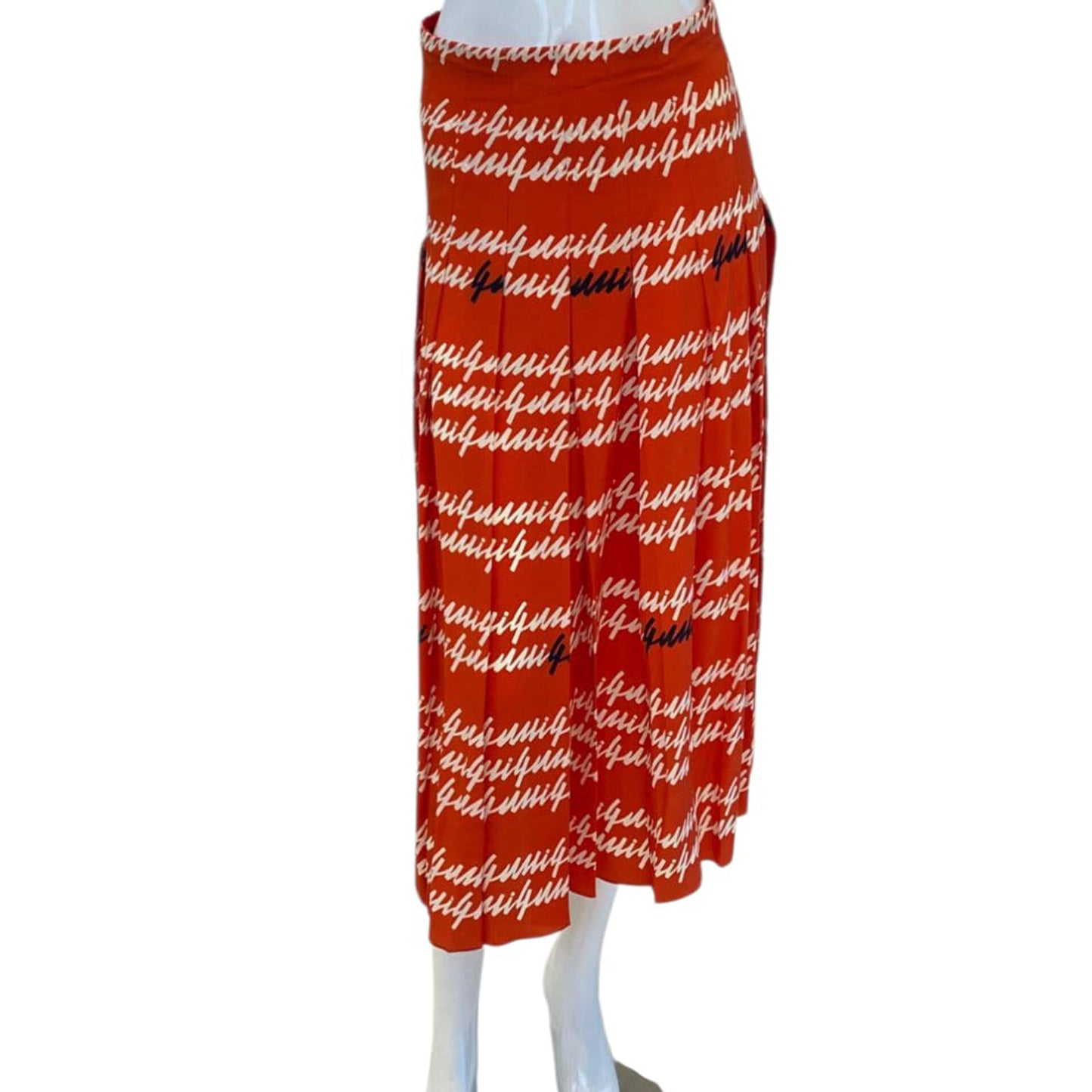 RED CARILLON PRINT JACQUARD PLEATED SKIRT 42
