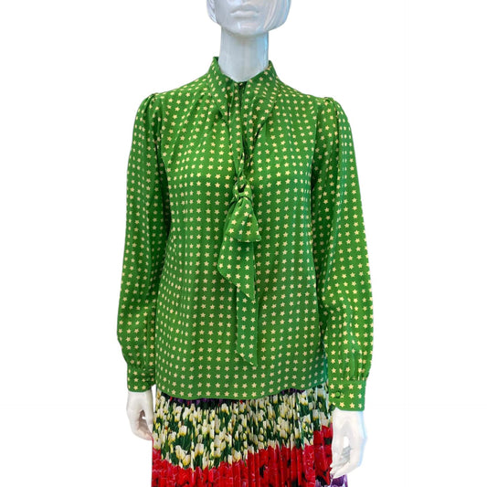 GREEN STAR PRINT BLOUSE 38