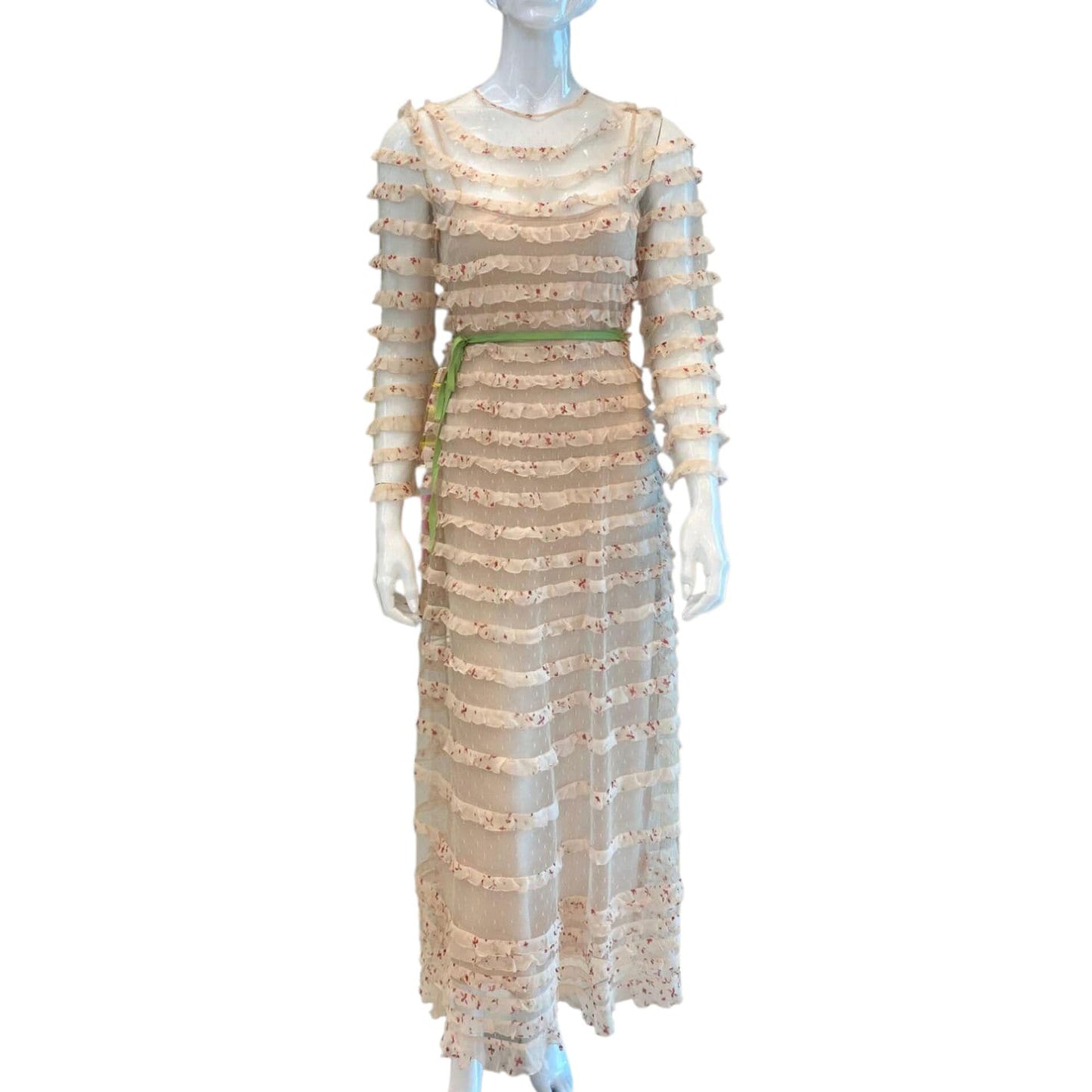 MESH FLORAL FRILL TRIMMED MAXI DRESS 40