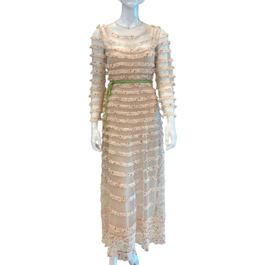 MESH FLORAL FRILL TRIMMED MAXI DRESS 40