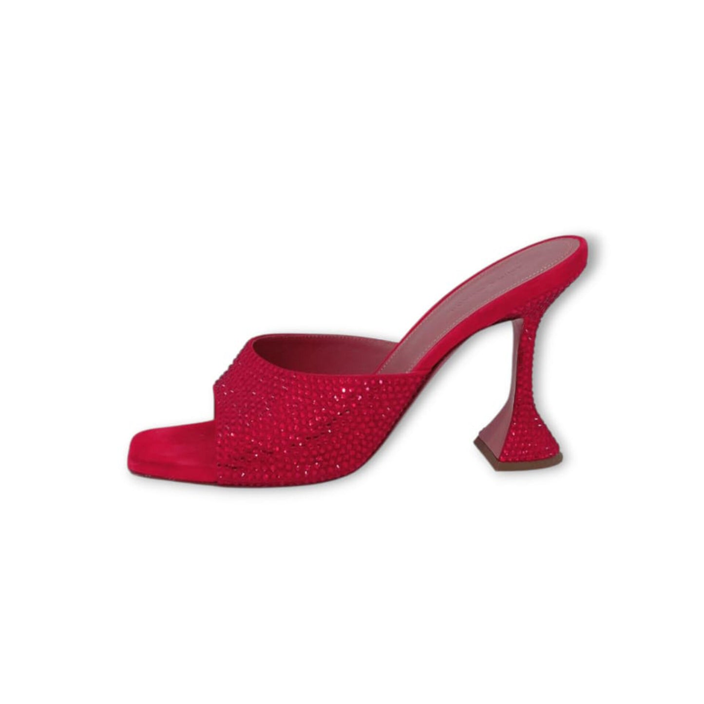 RED CRYSTAL EMBELLISED SUEDE LUPITA SANDALS 40.5