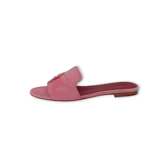 PINK SUEDE CHARM SLIDE SANDALS  38