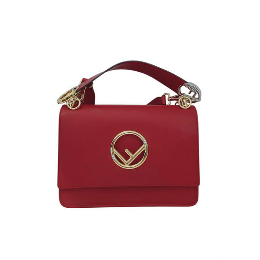 RED LEATHER MEDIUM KAN FLAP HANDLE BAG