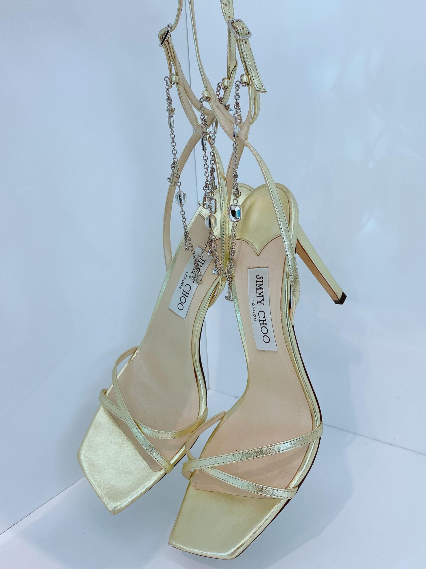 GOLD METALLIC  LEATHER SUAVE ANKLE STRAP SANDALS 41